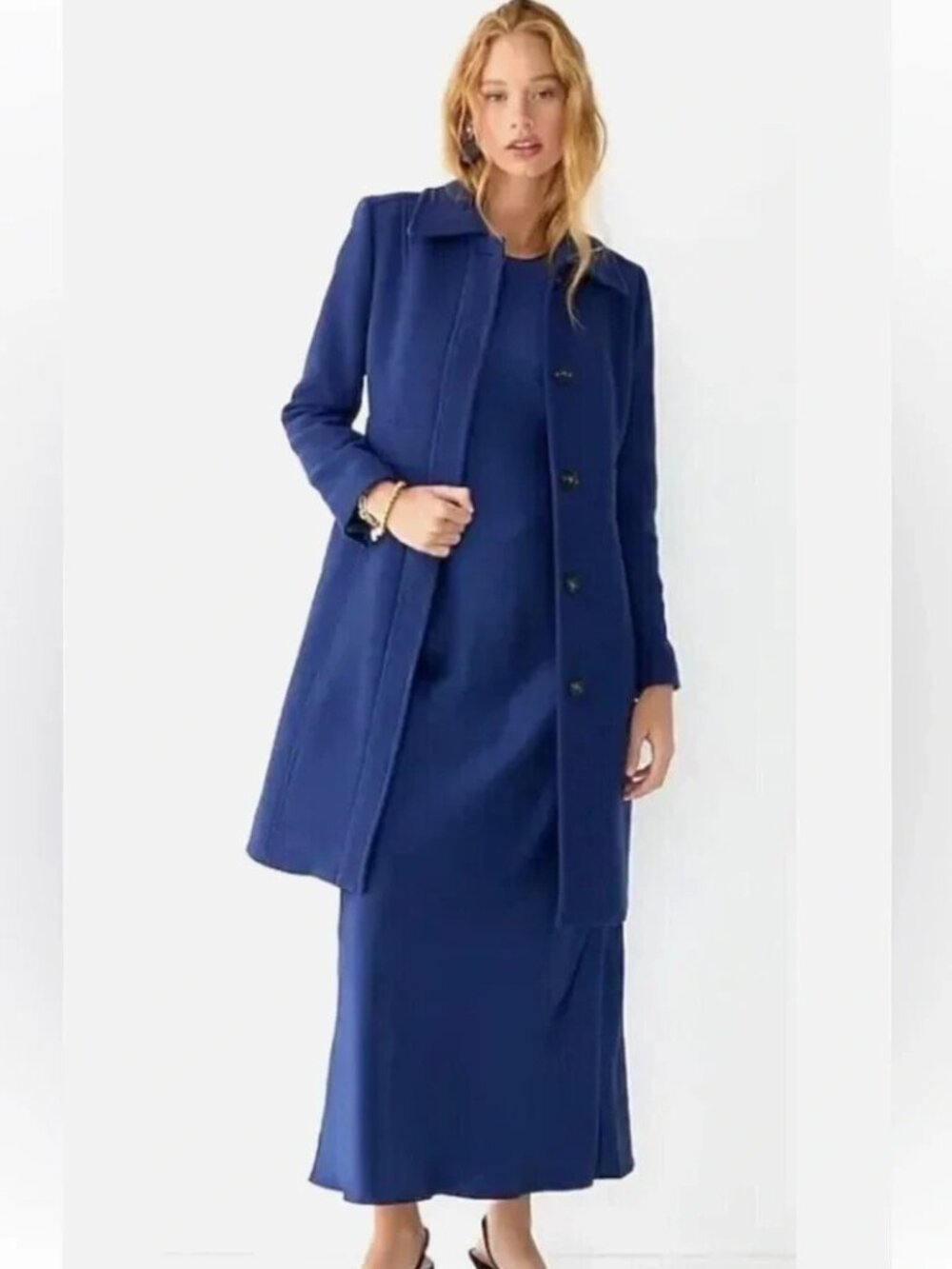 NWT J.Crew New Lady Day TopCoat Mediterranean Navy Italian Doublecloth Wool 6